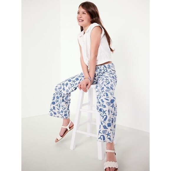 Old Navy Other - Printed High-Waisted Baggy Wide-Leg Jeans for Girls